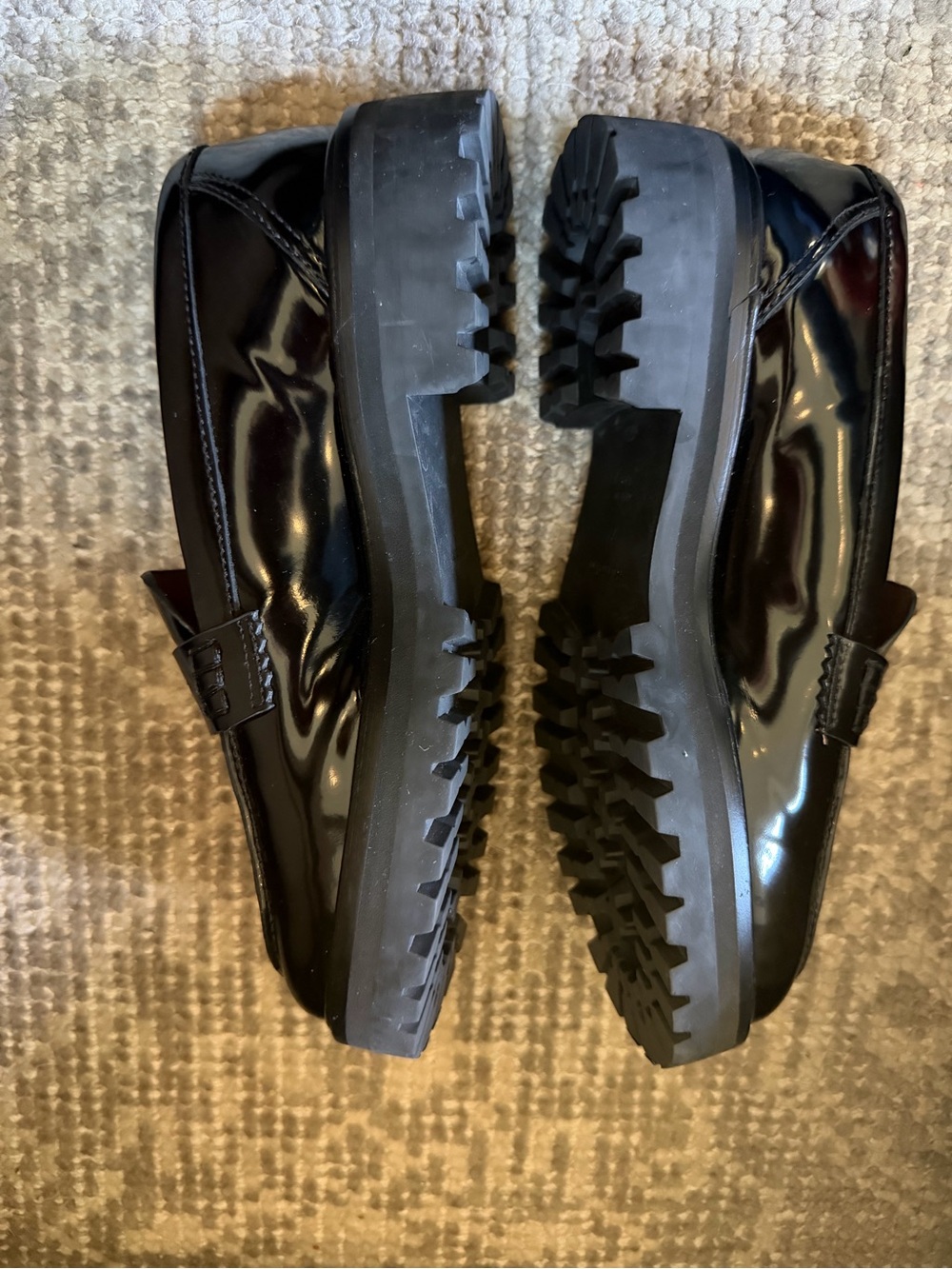 Reformation Black Patent Leather platform Loafers - Picture 3 of 6